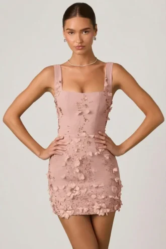 Rochie mini corset cu aplicații decorative Briar, în nuanța Dusty Rose Rochie mini corset cu aplicații decorative Briar, în nuanța Dusty Rose