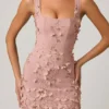 Rochie mini corset cu aplicații decorative Briar, în nuanța Dusty Rose