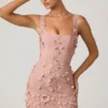 Rochie mini corset cu aplicații decorative Briar, în nuanța Dusty Rose
