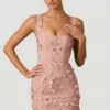 Rochie mini corset cu aplicații decorative Briar, în nuanța Dusty Rose