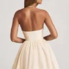 Rochie mini corset cu aplicații florale și gât halter Augusta, culoare ivoriu
