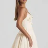 Rochie mini corset cu aplicații florale și gât halter Augusta, culoare ivoriu