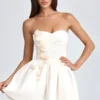 Rochie mini corset cu aplicații florale Mirabelle Bandeau, de culoare ivoriu