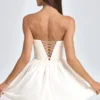 Rochie mini corset cu aplicații florale Mirabelle Bandeau, de culoare ivoriu