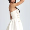 Rochie mini corset cu aplicații florale Mirabelle Bandeau, de culoare ivoriu