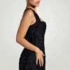 Rochie mini corset cu decolteu pătrat și aplicații florale Posy, negru Rochie mini corset cu decolteu pătrat și aplicații florale Posy, negru