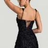 Rochie mini corset cu decolteu pătrat și aplicații florale Posy, negru Rochie mini corset cu decolteu pătrat și aplicații florale Posy, negru