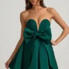 Rochie mini corset cu detaliu fundă Norina, verde smarald Rochie mini corset cu detaliu fundă Norina, verde smarald