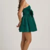 Rochie mini corset cu detaliu fundă Norina, verde smarald Rochie mini corset cu detaliu fundă Norina, verde smarald