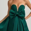 Rochie mini corset cu detaliu fundă Norina, verde smarald Rochie mini corset cu detaliu fundă Norina, verde smarald