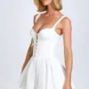 Rochie mini corset cu șireturi și pliuri Analise, albă Rochie mini corset cu șireturi și pliuri Analise, albă