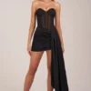 Rochie mini corset cu șireturi Norah Bandeau în negru Rochie mini corset cu șireturi Norah Bandeau în negru