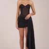 Rochie mini corset cu șireturi Norah Bandeau în negru Rochie mini corset cu șireturi Norah Bandeau în negru