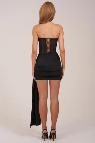 Rochie mini corset cu șireturi Norah Bandeau în negru Rochie mini corset cu șireturi Norah Bandeau în negru