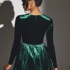 Rochie mini corset cu mâneci lungi din catifea Tera, în culoarea verde smarald Rochie mini corset cu mâneci lungi din catifea Tera, în culoarea verde smarald