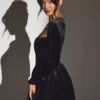 Rochie mini corset cu mâneci lungi din catifea Tera, negru intens Rochie mini corset cu mâneci lungi din catifea Tera, negru intens