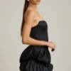 Rochie mini corset cu tiv bufant din satin Laela, negru Rochie mini corset cu tiv bufant din satin Laela, negru