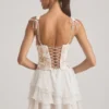 Rochie mini corset cu volane și ornamente Sakura, culoare ivoriu Rochie mini corset cu volane și ornamente Sakura, culoare ivoriu
