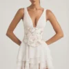 Rochie mini corset cu volane și ornamente Sakura, culoare ivoriu Rochie mini corset cu volane și ornamente Sakura, culoare ivoriu