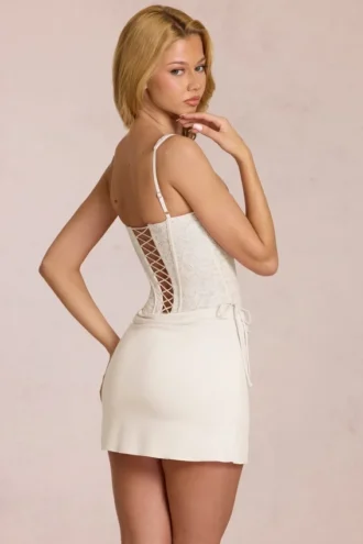 Rochie mini corset din dantelă Aralyn, culoare Ivory Rochie mini corset din dantelă Aralyn, culoare Ivory