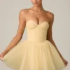 Rochie mini corset din tul Dottie, galben Rochie mini corset din tul Dottie, galben