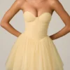 Rochie mini corset din tul Dottie, galben Rochie mini corset din tul Dottie, galben