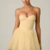 Rochie mini corset din tul Dottie, galben Rochie mini corset din tul Dottie, galben