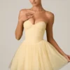 Rochie mini corset din tul Dottie, galben Rochie mini corset din tul Dottie, galben