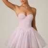Rochie mini corset din tul Dottie în culoarea liliac Rochie mini corset din tul Dottie în culoarea liliac