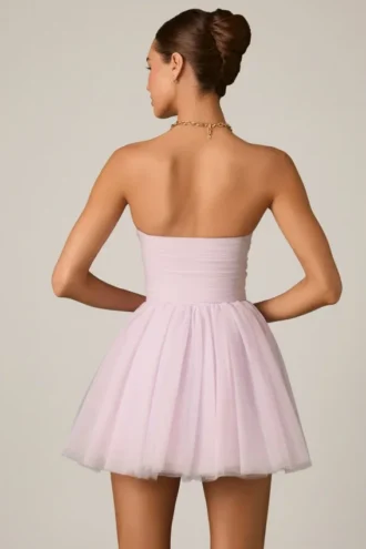 Rochie mini corset din tul Dottie în culoarea liliac