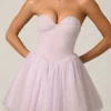 Rochie mini corset din tul Dottie în culoarea liliac Rochie mini corset din tul Dottie în culoarea liliac