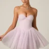 Rochie mini corset din tul Dottie în culoarea liliac Rochie mini corset din tul Dottie în culoarea liliac