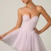 Rochie mini corset din tul Dottie în culoarea liliac Rochie mini corset din tul Dottie în culoarea liliac