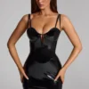 Rochie mini corset din vinil Coratina, negru Rochie mini corset din vinil Coratina, negru