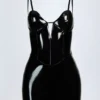 Rochie mini corset din vinil Coratina, negru Rochie mini corset din vinil Coratina, negru