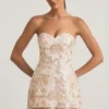 Rochie mini corset fără bretele cu ornamente Eliselle, culoare ivoriu