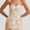 Rochie mini corset fără bretele cu ornamente Eliselle, culoare ivoriu
