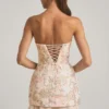 Rochie mini corset fără bretele cu ornamente Eliselle, culoare ivoriu