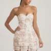 Rochie mini corset fără bretele cu ornamente Eliselle, culoare ivoriu