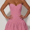 Rochie mini corset Lavinia cu decupaje și tiv bufant, în nuanța roz prăfuit