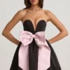 Rochie mini corset Norina cu detaliu fundă, în negru Rochie mini corset Norina cu detaliu fundă, în negru