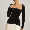 Rochie mini corset plisată în straturi Darline, negru Rochie mini corset plisată în straturi Darline, negru