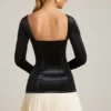 Rochie mini corset plisată în straturi Darline, negru Rochie mini corset plisată în straturi Darline, negru