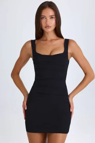Rochie mini corset structurată drapată Brittany, negru