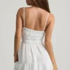 Rochie mini cu bretele strânse Tessara, albă Rochie mini cu bretele strânse Tessara, albă