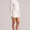 Rochie mini cu capă drapată Lida, culoare ivoriu Rochie mini cu capă drapată Lida, culoare ivoriu