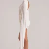 Rochie mini cu capă drapată Lida, culoare ivoriu Rochie mini cu capă drapată Lida, culoare ivoriu