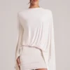 Rochie mini cu capă drapată Lida, culoare ivoriu Rochie mini cu capă drapată Lida, culoare ivoriu