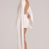 Rochie mini cu capă drapată Lida, culoare ivoriu Rochie mini cu capă drapată Lida, culoare ivoriu