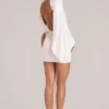 Rochie mini cu capă drapată Lida, culoare ivoriu Rochie mini cu capă drapată Lida, culoare ivoriu